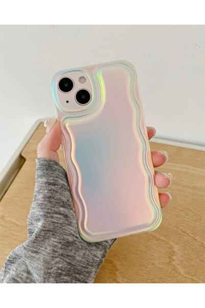daystar Iphone 13-14 Uyumlu Renkli Hologramlı Puffer Kabartmalı Kılıf