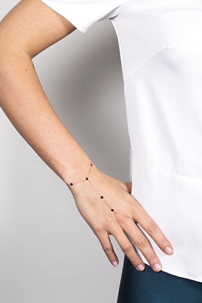 SUNSHINE 925 Ayar Rose Kaplamalı Siyah Taşlı Gümüş Şahmeran