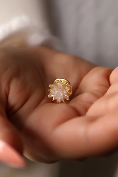 SUNSHINE 925 Ayar Özel Tasarım Lotus Çiçeği Gümüş Yaka İğnesi Broşu