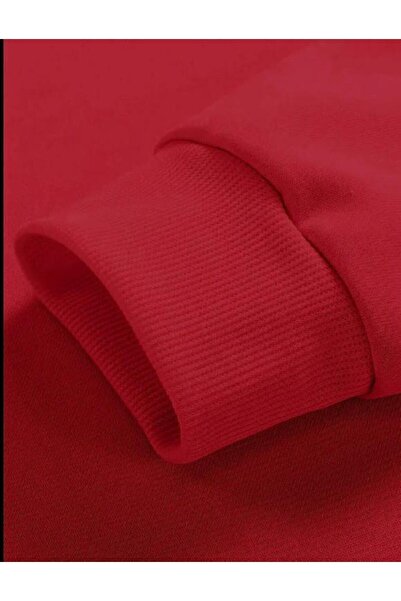 NO 601 Erkek Kırmızı Whatever Desenli Bisiklet Yaka Sweatshirt