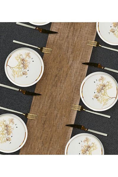 Erbaşlar Lux Ceramic Gold - 6 Person Cake Set and Serving Plate