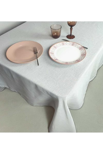 PİKKO HOME 150*220 cm Gray Linen Tablecloth(K)