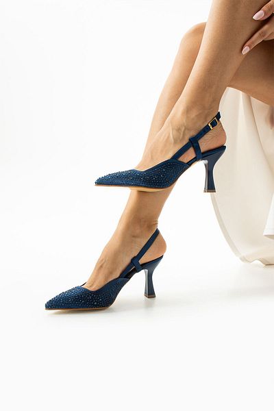 tulin women Pantofi cu toc cu imprimeu Hera bleumarin