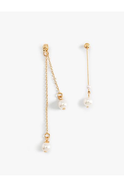 Koton Pearl Earring Chain Detailed Steel Mixed