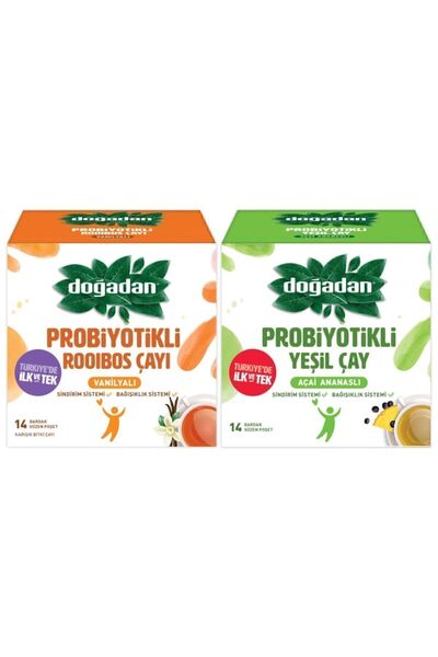 Doğadan Probiyotikli Yeşil Çay Açai Ananas 14lü+ Rooibos Vanilya 14lü
