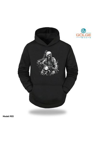 Gölge Store Motorcycles Chest Printed Oversize Unisex Hooded Sweatshirt