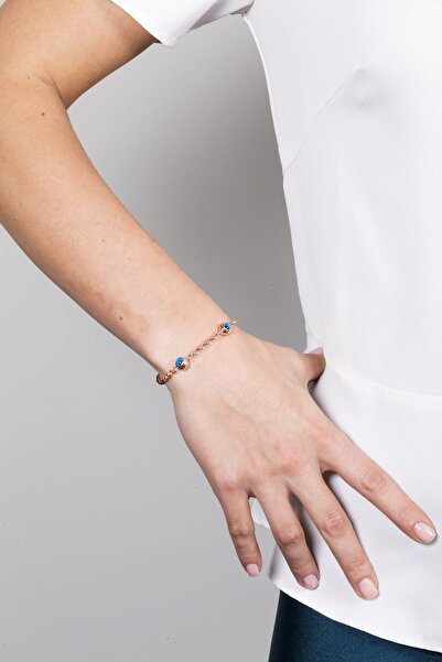 SUNSHINE 925 Ayar Gold Kaplamalı Nazar Göz Gümüş Bileklik