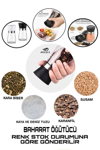 ARVALE Mixed Color 2 Pieces Ceramic Blade Salt, Pepper, Spice Mill, Salt Grinder Mill |