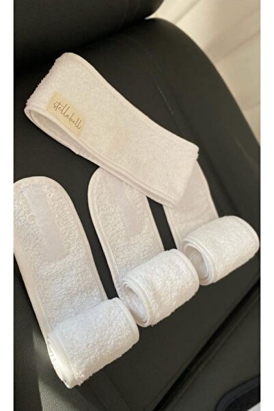 Stella Belli 3 білих стрічки для волосся - жіночі та чоловічі стрічки для йоги, спа, спорту, макіяжу, з липучкою