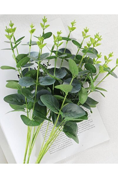 MD Aspiz Flowers 2 Adet Yapay 16 Dalı Okaliptus Demeti ____ Saksısız Yaprağı Sarkıt Çiçegi Bitki Sarmaşık Ağacı Kuru
