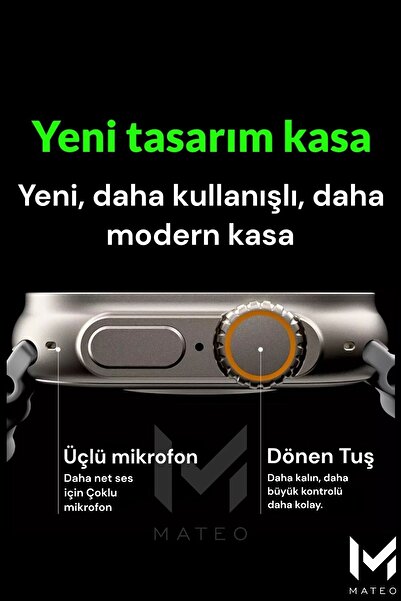 MATEO Akıllı Saat Watch 8 Ultra T900 49mm ios/android Destekli Arama Özeliği+ P9 Bluetooth KULAKLIK