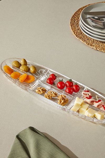Glamis Selen Concept Damla Model 6 Compartment Handmade Glass Boat Plate