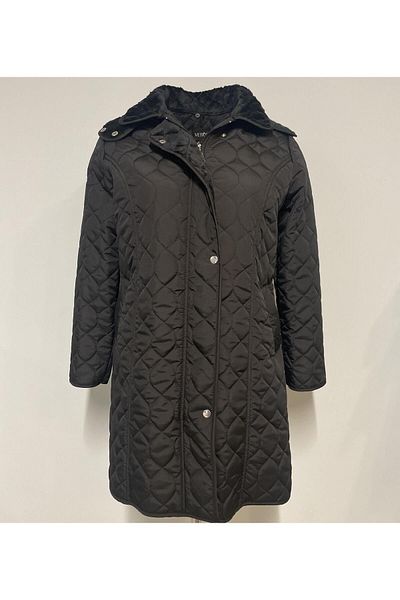 VETRE Black 95 cm Cooked Pattern Quilted Coat