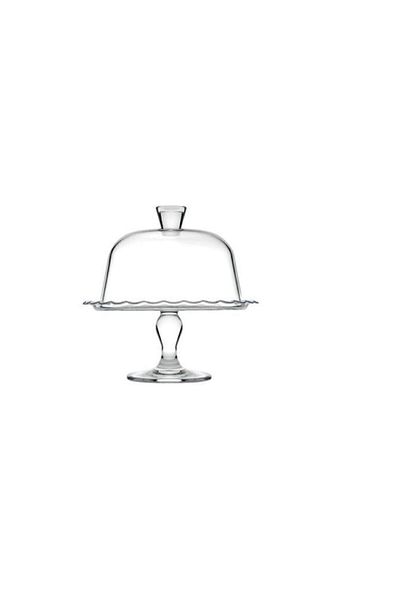 Paşabahçe Petite Serving Plate with Stand and Lid - Cake Cake Dish