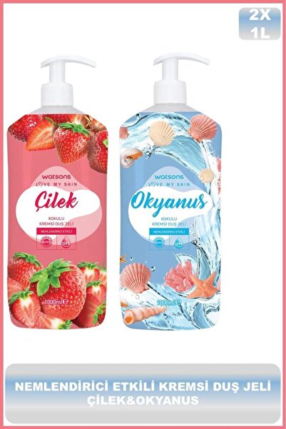 Watsons Kremli Duş Jeli Çilek 1L + Kremli Duş Jeli Okyanus 1L