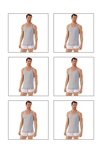 ÖZKAN underwear Özkan 0267 6 Pack Men's Cotton Lycra Single Jersey Flexible Comfortable Back Cross Athlete Rambo Athlete;