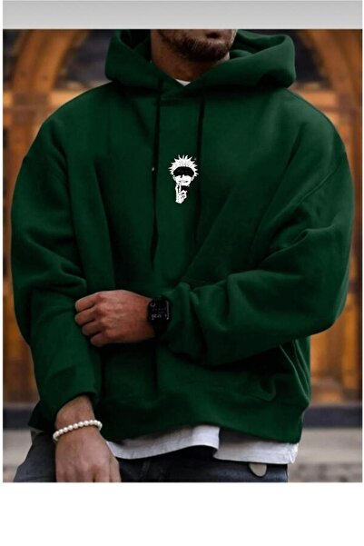 CAST COLLECTİON Hanorac pentru bărbați, verde, imprimat Naruto, minimal supra...