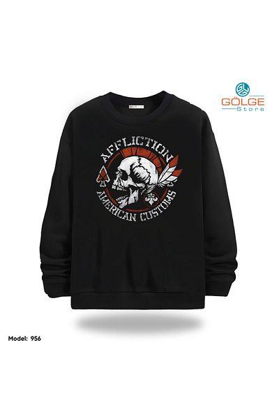 Gölge Store Motorcycles Chest Printed Slimfit Crew Neck 2 Thread Unisex Sweatshirt