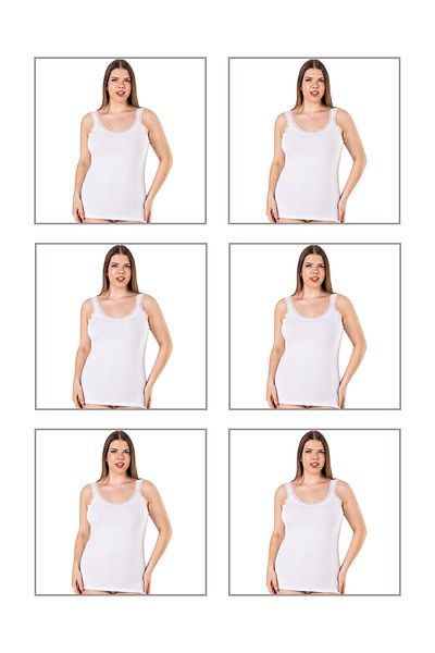 ÖZKAN underwear Özkan 26802 6 pachete pentru femei, bumbac, guler, dantela, curea groasă, flexibilă, confortabilă, mărime mare.