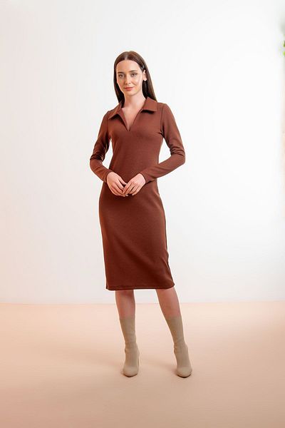 Laranor Φόρεμα Corduroy Camisole - Καφέ πουκάμισο γιακά