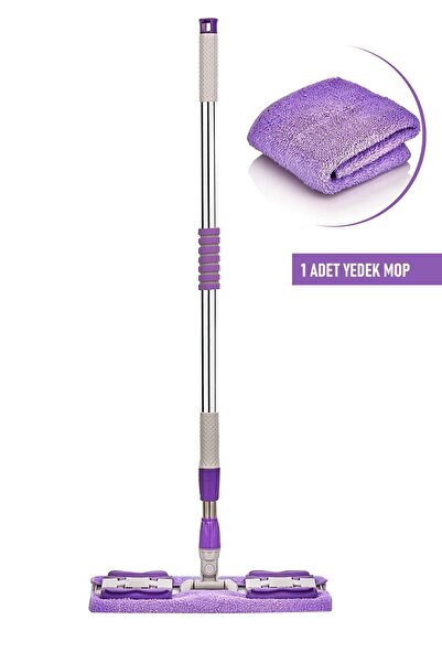 DMR HOME Mandallı Teleskopik Mop 2 Bez Tüm Temizlik Bezi Ve Yer Temizlik Mend...