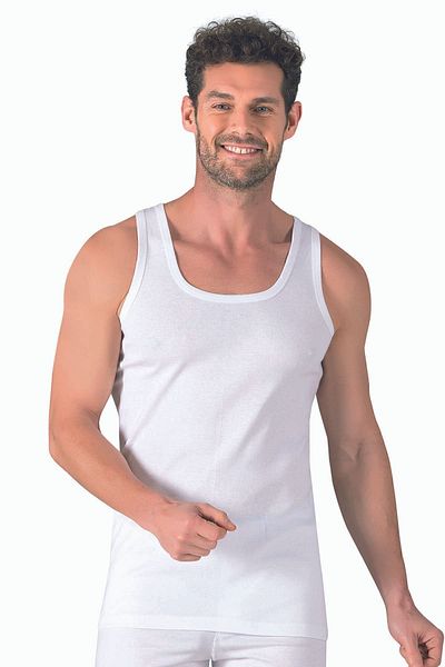 ÖZKAN underwear Özkan 11406 - 3 Pack Men's Thick Strap Flexible Comfortable Cotton Rib Tank Top