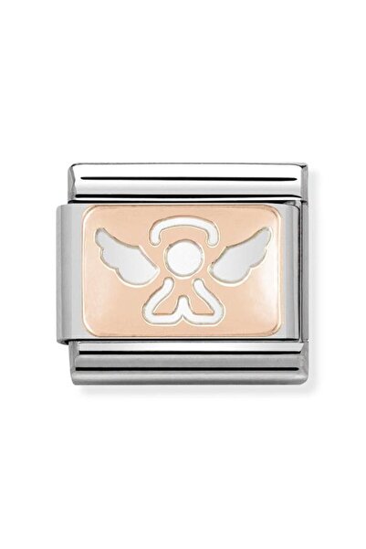 NOMİNATİON Composable Classic Plates In Stainless Steel With 9k Rose Gold Cus...