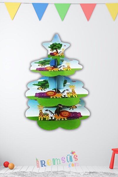 mypartyready Safari Konsept Doğum Günü Partisi 3 Katlı Cupcake Standı Safari ...