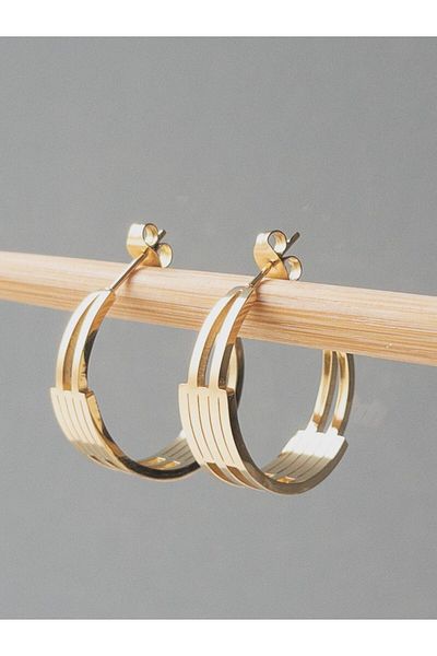 Siya Silver Jewellry Store Model Rib Earrings - Tarnish Stainless Steel