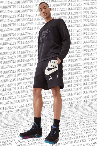 Nike Αθλητικά ρούχα Air French Terry Κοντό χοντρό βαμβακερό μαύρο ανδρικό σορτς