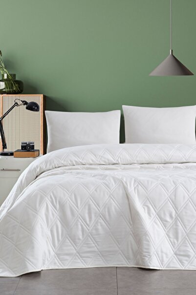 Enlora Home Color Saten Çok Amaçlı Örtü Tek Kişilik Krem
