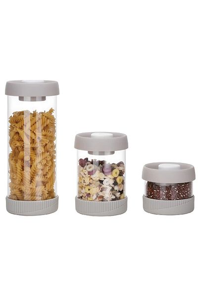 VİP AHMET 3-Piece Round Vacuum Glass Storage Set - 450Ml+840Ml+1500Ml