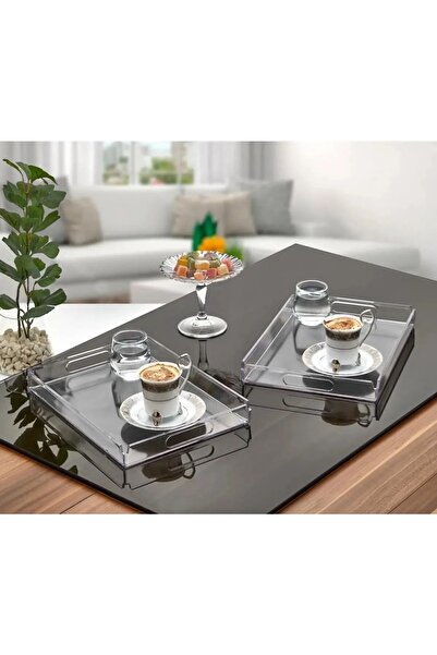 Genel Markalar Pleksi Dikdörtgen Dekoratif Kahve Sunum Tepsisi Şeffaf Sunumluk Tepsi Pleksi Tepsi Söz Tepsi Tutmalı