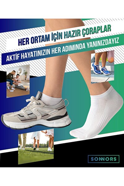 SONNORS 6 чифта дамски и мъжки спортни чорапи, маратонки, черно-бели, чорапи от органичен памук