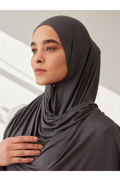 Femple Modest Σκούρο Γκρι Premium Τζέρσεϊ Σάλι - 180x70 cm Hijab