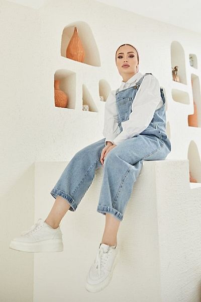 Nacar Salopetă de damă din denim albastru
