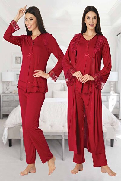 Effortt مجموعة Mayss Collections 2424 بيجامة للحوامل باللون الفوشيا مع ثوب صباحي