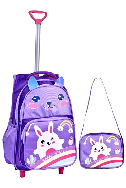 HAY STORE Çekçekli Mor Tavşan Baskılı, Ortopedik Sırt Özellikli, İlkokul Çant...