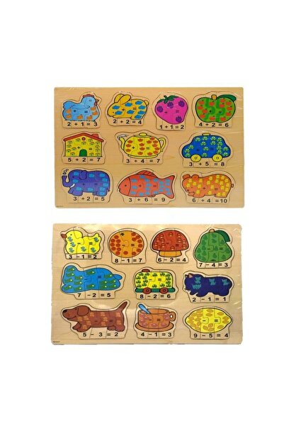 Kesman Kitap Matematik Öğretici Renkli Ahşap Puzzle Yapboz Montessori Set 30 ...