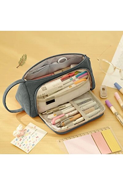 Kawaii Angoo Çok Fonksiyonlu Geniş Kapasiteli Keten Kalemlik