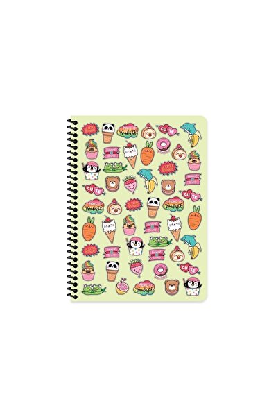 KESKİN COLOR (16,5x22,5 Cm) 80 Sheets Lined Plastic Cover Spiral Sweet Fun Notebook (4 Pieces)