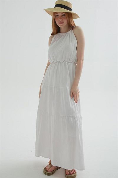 Fashion Friends Φόρεμα με λουράκι με χάντρες εκρού
