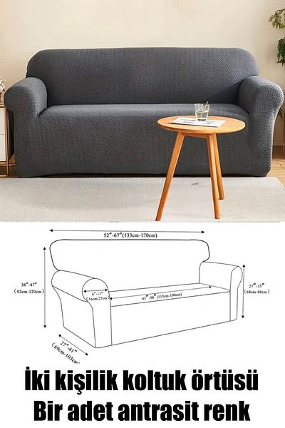 intil Anthracite Colored 1 Piece of Two Seater Sofa Cover and Cover