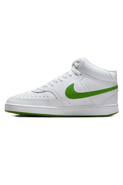 Nike Court Vision Mid Sneaker High Top Casual White Green Swoosh Sneakers