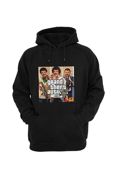DEEPSENCE Φούτερ με στάμπα Müslüm GTA Unisex με μαύρη κουκούλα