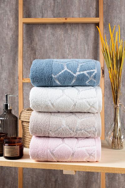 Elaganya Prosop cu model catifea 50x90cm - 100% bumbac, 4 bucăți, 800gr