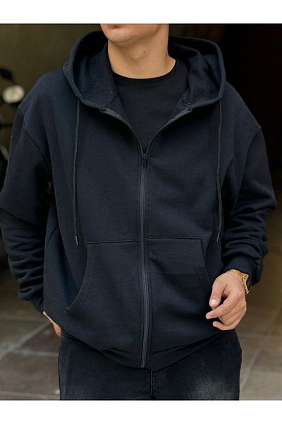 DEEPSENCE Black Unisex Oversize Hooded Jacket - Raised Fabric
