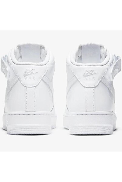 Nike Air Force 1 '07 Mid Leather Unisex Sneaker Hakiki Deri Yüksek Bilek Günlük Spor Ayakkabı Beyaz