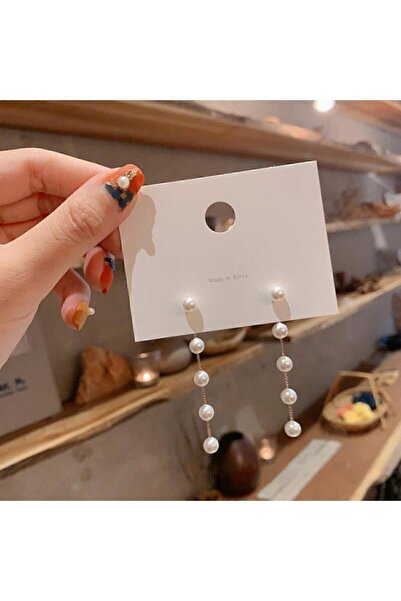 GO Sİ ON (H)yeni Trend Uzun Inci Kadın Küpe Altın Kaplama