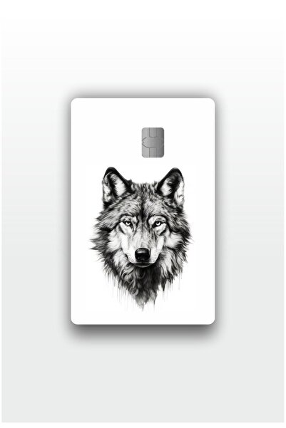 SARANG Wolf White Printed Gray Wolf Credit Card and Akbil Sticker